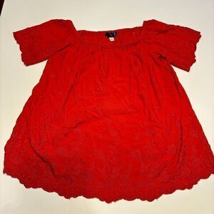 NWOT‎ Blue Rain Womens Size Small Red Floral Embroidery Off Shoulder Blouse